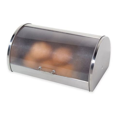 oggi roll top bread box stainless steel|stainless steel countertop bread box.